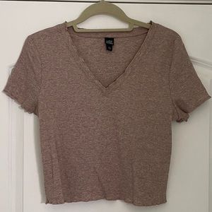 Wild Fable Scalloped Edge Heather Crop Top